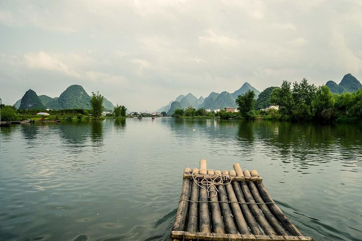 Bamboo rafting in assam