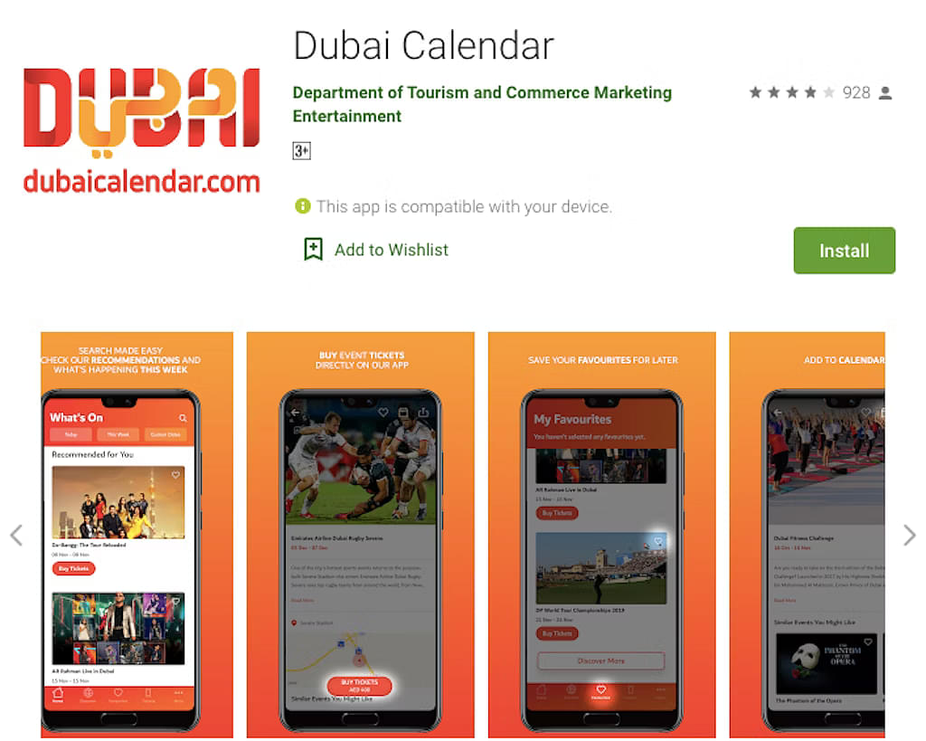 Dubai Calendar App