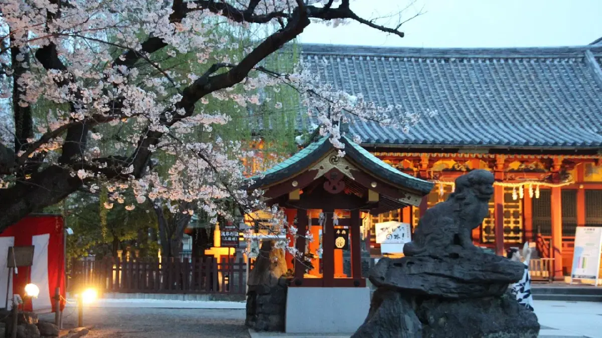 view of sensoji from inside at evening