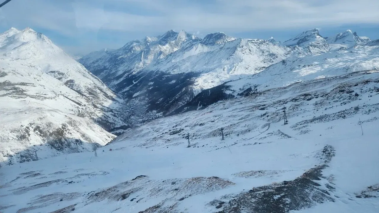 View of Swiss Alpine ranges in Zermatt