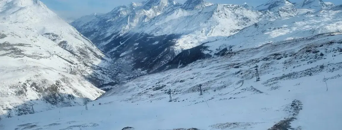 View of Swiss Alpine ranges in Zermatt