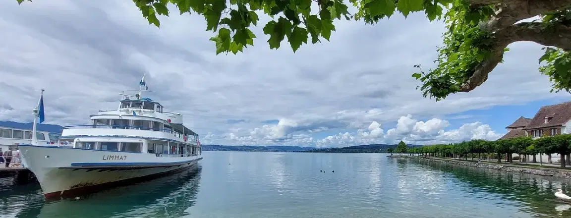 View of Ferry at lake Zurich switzerland
