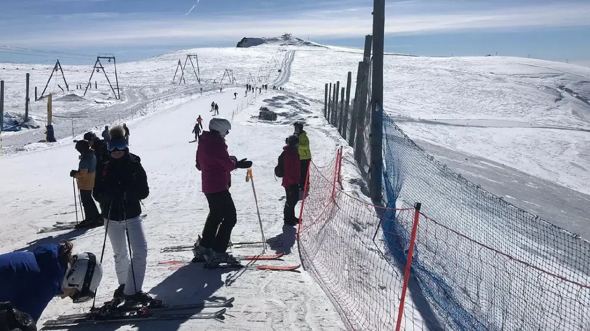 View of Beginners Skiing in Zermatt