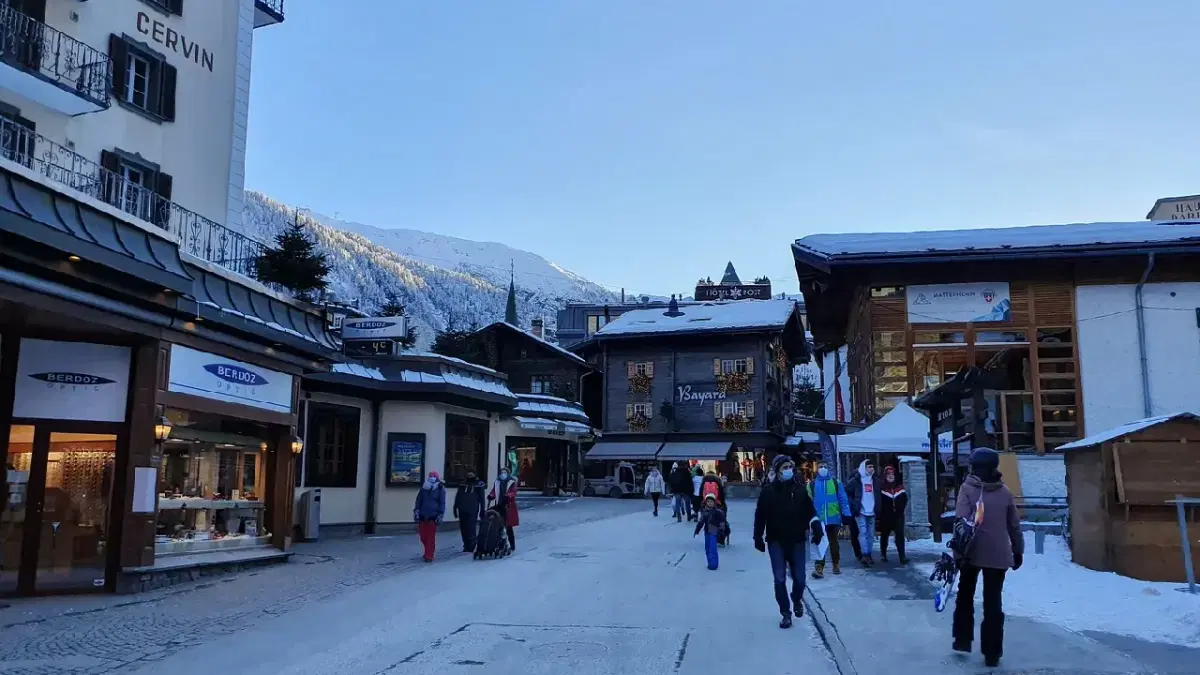 View of Bahnhofstrasse in Zermatt