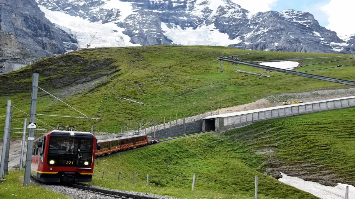 View of Jungfraubhan coming out of the tunnel