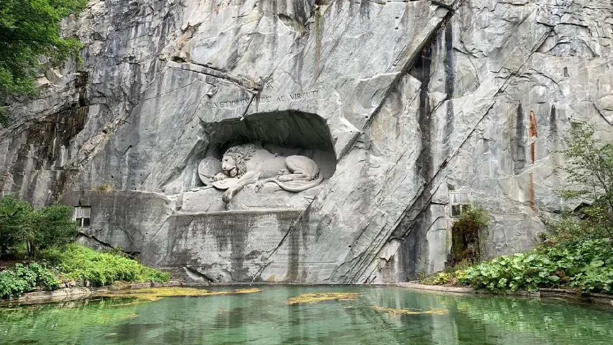 View of Lion monument in Lucerne