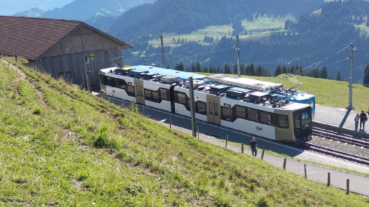 View Mount Rigi Railway's Cogwheel train