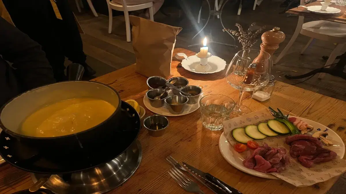 View of romantic Candle-lit dinner in Zermatt