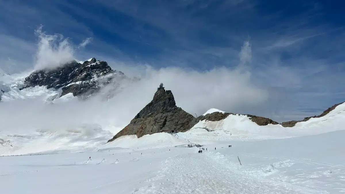View of Top of Europe covered with snow
