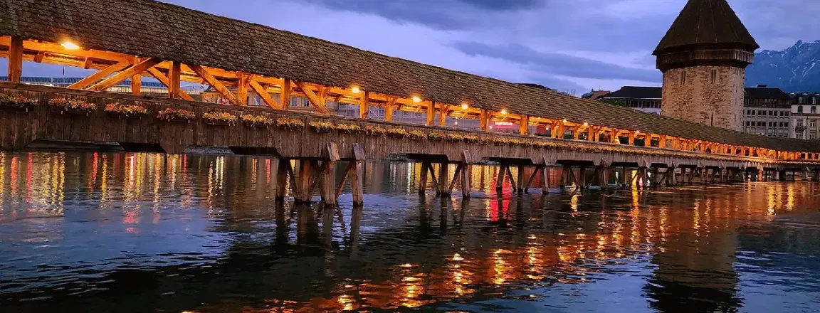 View of chapel bridge in Zermatt , Switzerland.