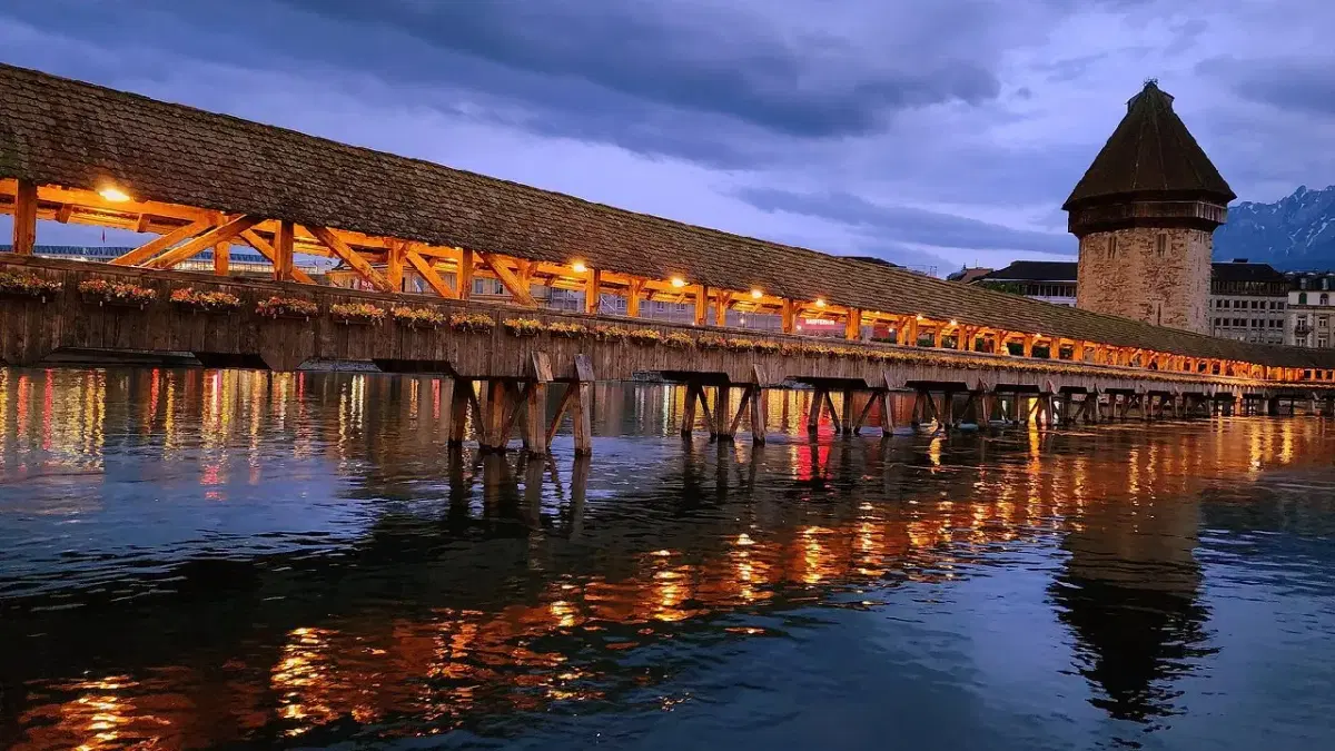 View of 14th century chapel bridge