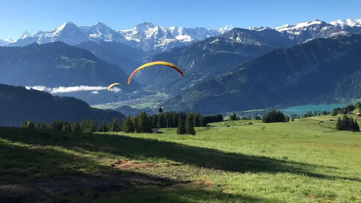 View of Paragliding at Interlaken