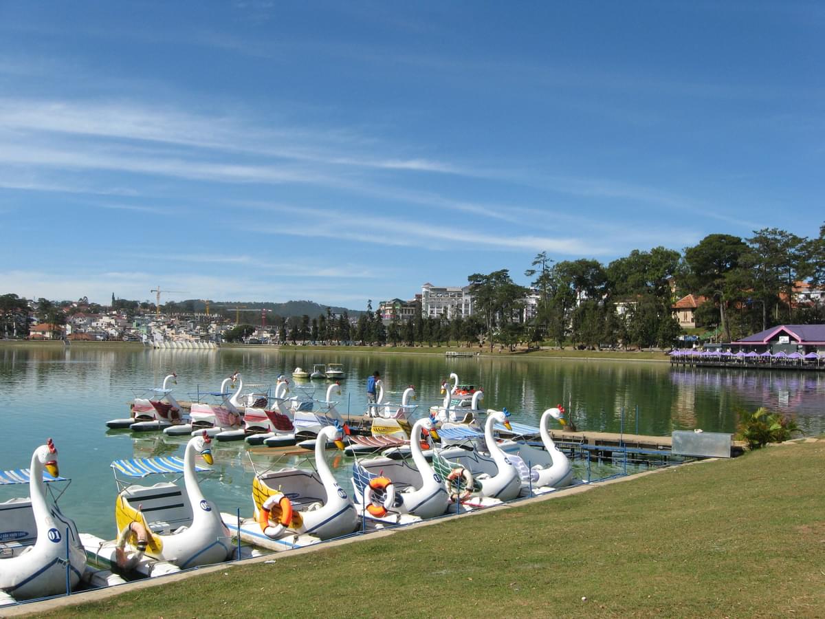 Paddle boating at Xuan Huong Lake