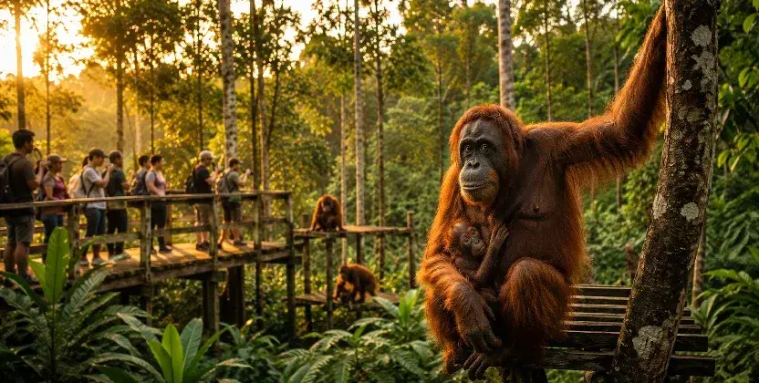 Sepilok Orangutan Rehabilitation Centre is among the famous Orangutan Sanctuary Malaysia