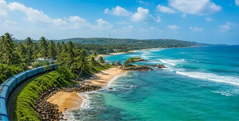 Tropical Sri Lanka beach with turquoise waters