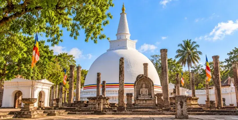 Ancient White Stupa Amid Sacred Ruins in Anuradhapura