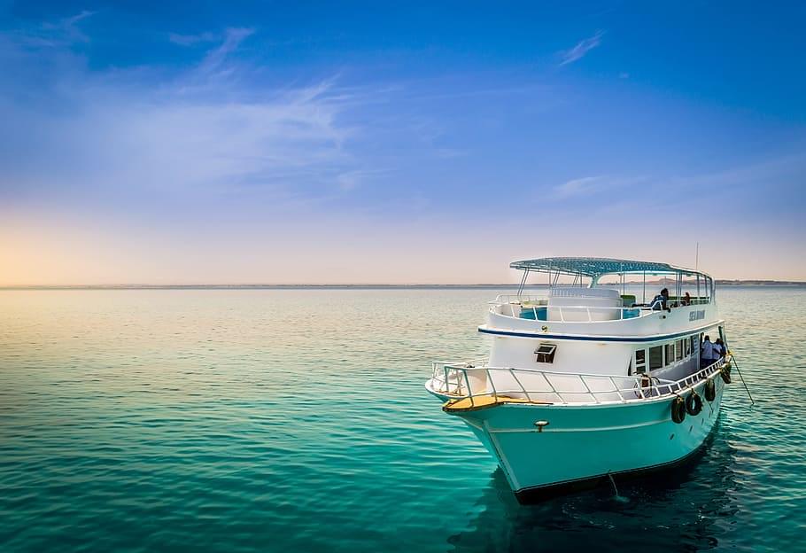 Boat red sea sky