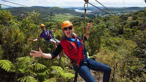 Fun filled adventure whilst trying out the Flying Fox Ziplines at Waiheke Island