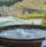 Onsen hot pools at Queenstown with uninterrupted views across the Shotover Canyon