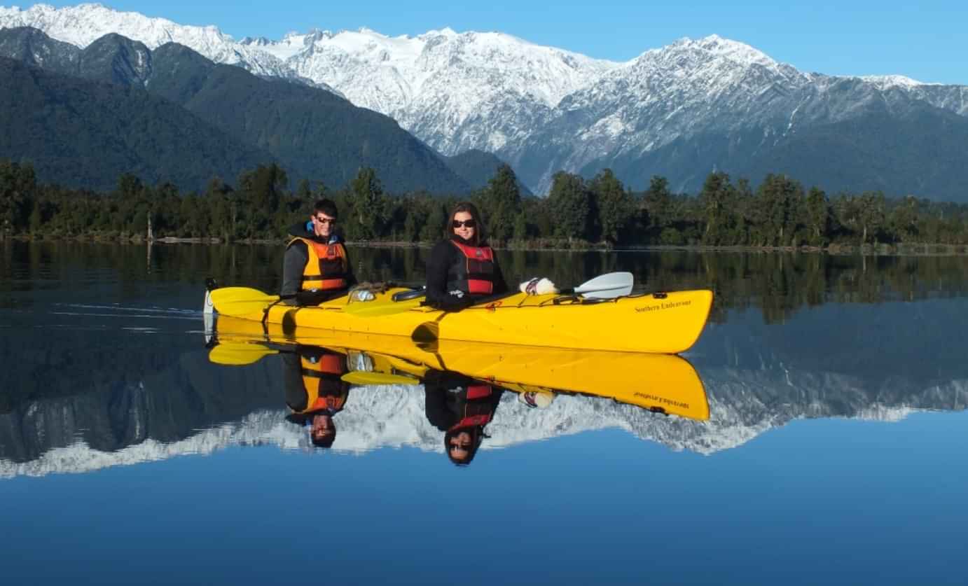 Paddling in Lake Mapourika and strolling at the protected Okarito Kiwi Sanctuary