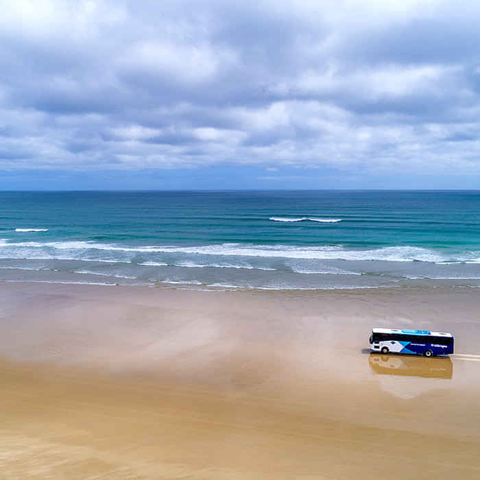 North Island adventure over the rugged and sandy coastline of Ninety Mile beach from Bay of Islands