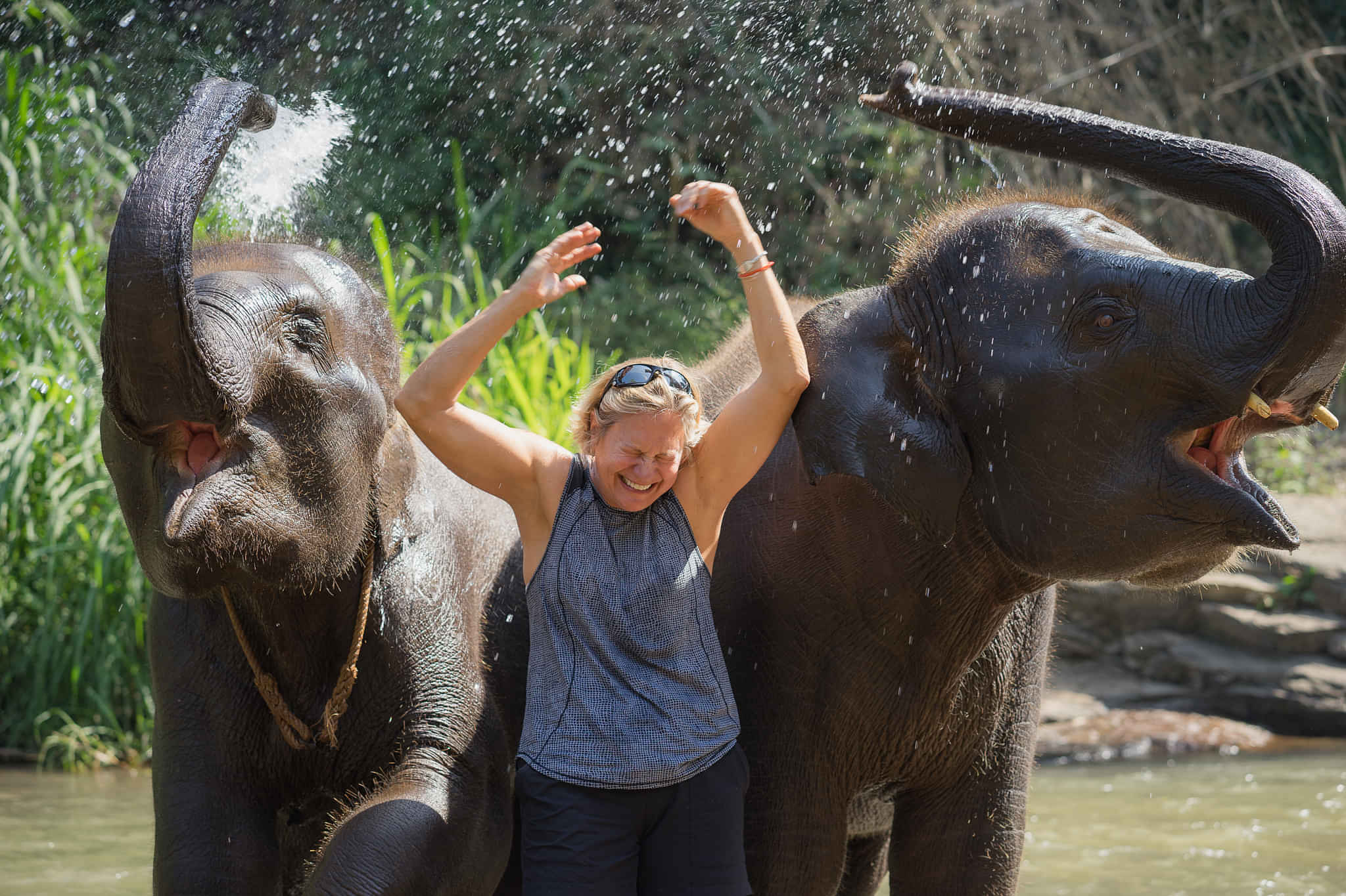 Kanchanaburi Elephant Ride and Bamboo Rafting Tour with Shared Transfers