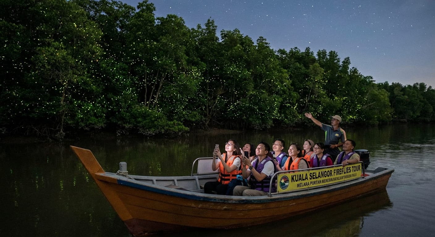 Kuala Selangor Fireflies include boat ride and dinner at local restaurant with private transfers