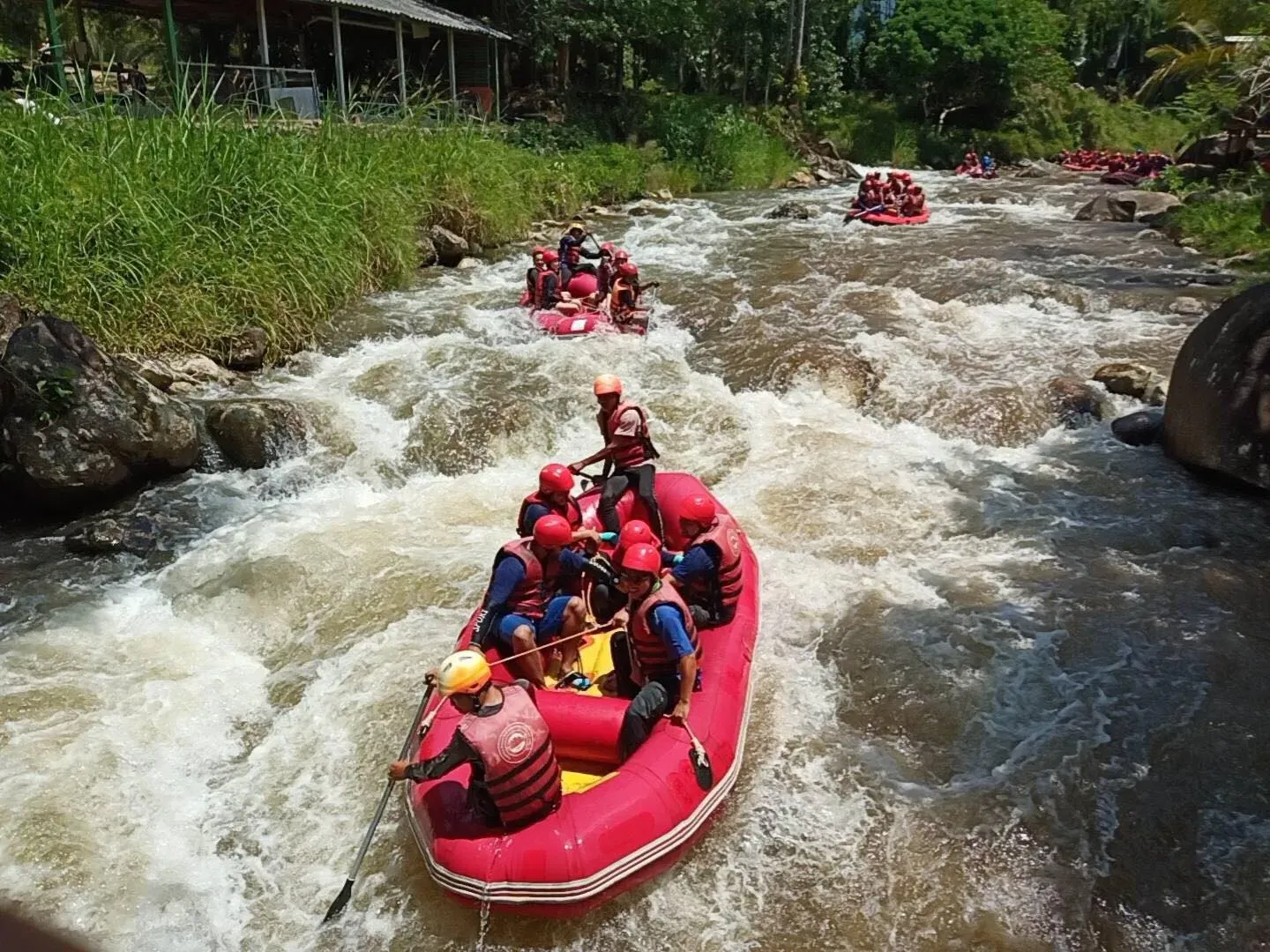 Krabi-Rafting Program OH 2 - Krabi Real rafting 5 Km with Lunch and Waterfall and Suwankhuha Temple and Flying Fox and Elephant Trekking 30 Min in Shared Transfer