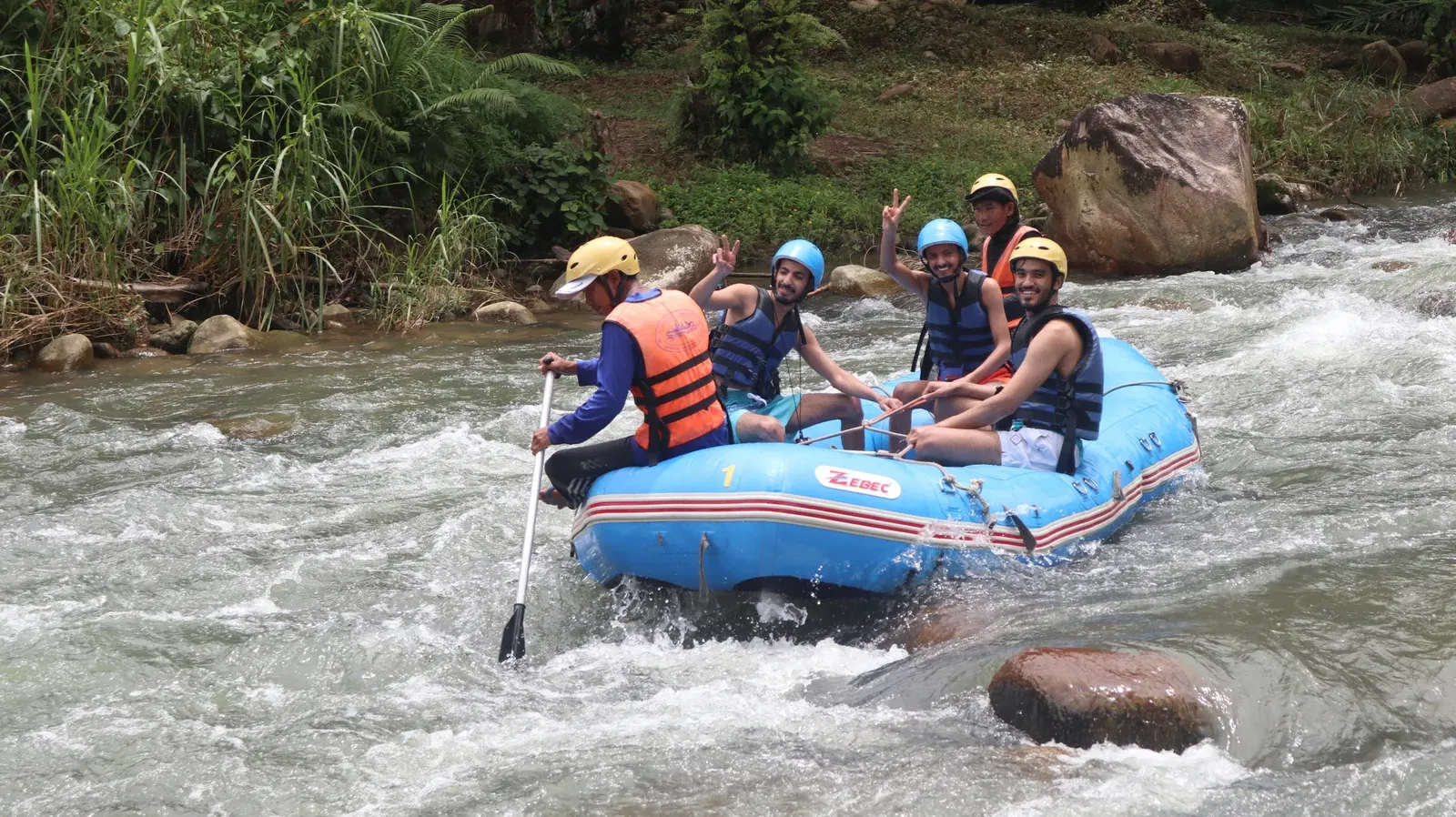 Phuket-Rafting Program B - Suwankuha Temple 20 min and Rafting 5 km and Zipline 150 m with Lunch and Waterfall and Elephant 30 Min with Shared Transfer (Minimum 4 Pax)