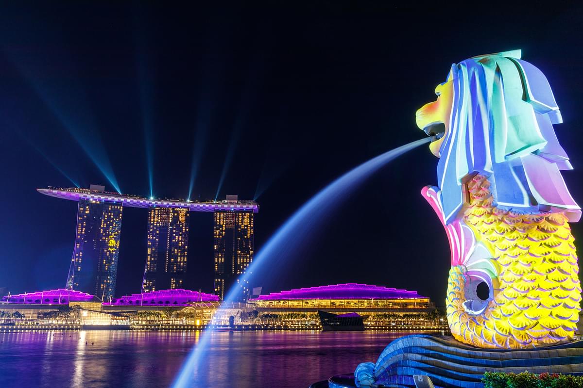 Merlion Park Singapore Night Image