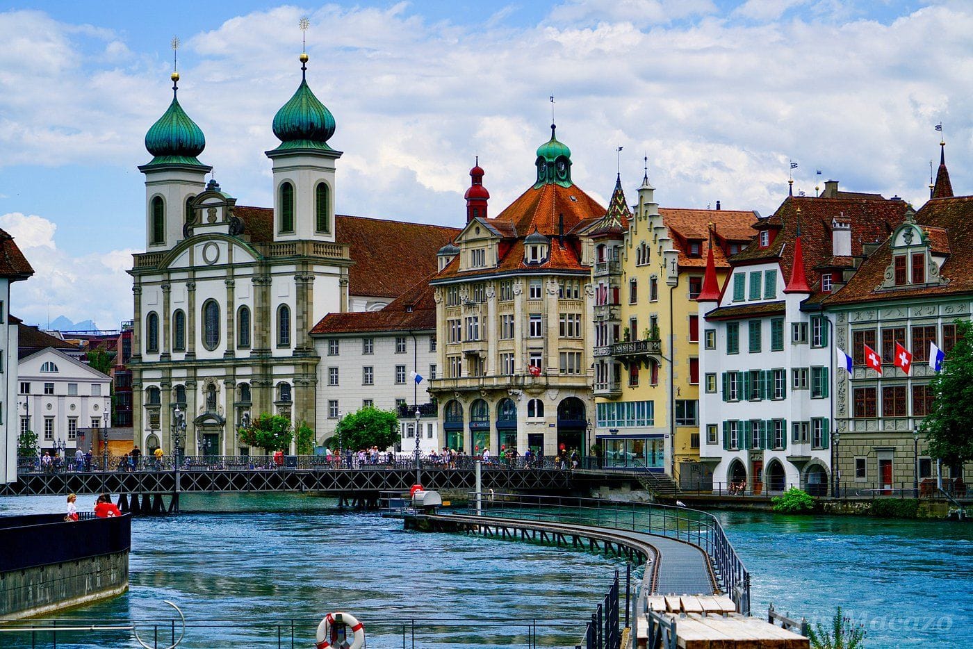 View of Colourful buildings in Lucerne