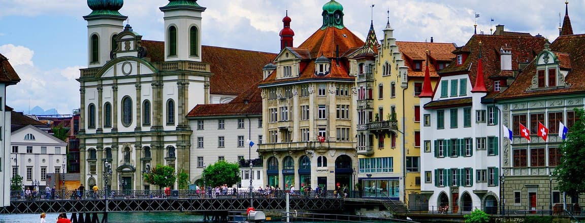 View of Colourful buildings in Lucerne